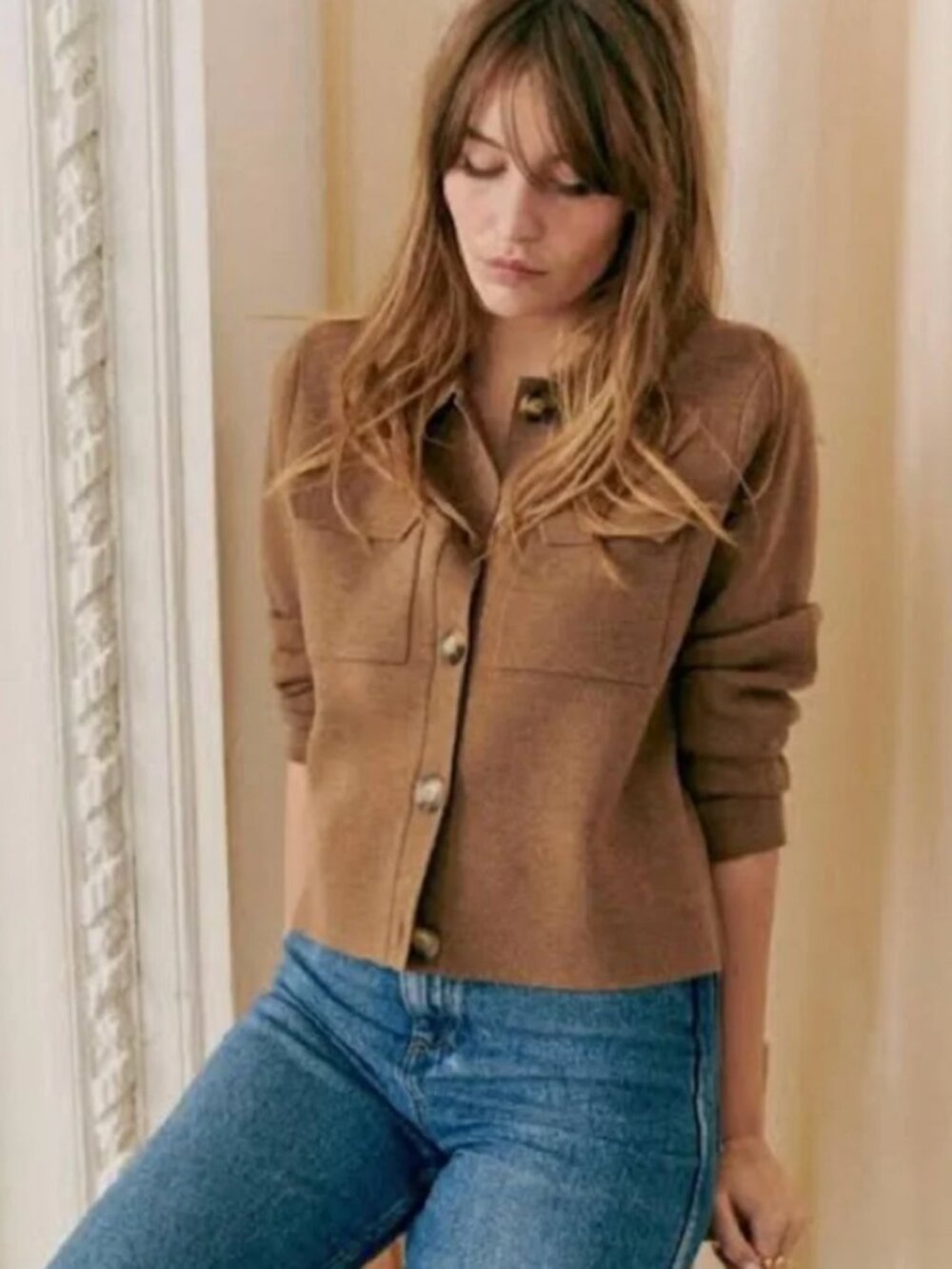 Sezane Betty Cardigan Brown Size XS NWOT